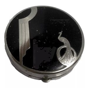 Seltene Frühe Powder Rouge Schwarz Emaille Compact Silber Pfau Jonteal?