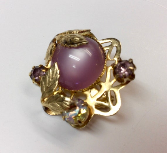 Vintage Miniature Coro Purple Moonstone AB Rhines… - image 1