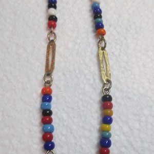 Vintage 1970 Hippie Multi Colored Beaded Neck Choker Necklace 15 Inches
