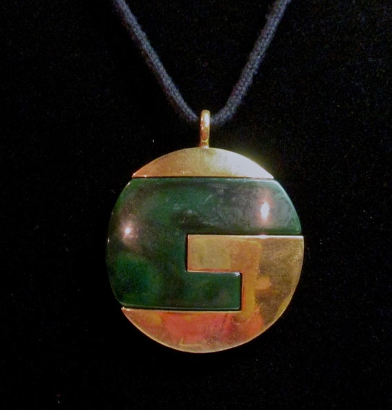 Vintage Asian Style Givenchy Jade Green and Gold … - image 2