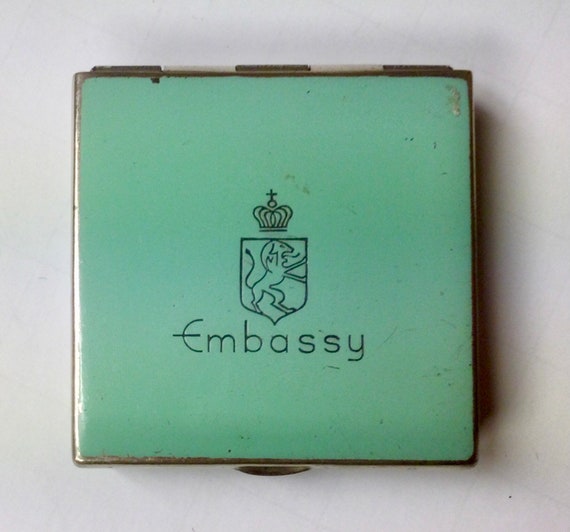 Early Tiny Rouge Glove  Compact Embassy Crest Ena… - image 6