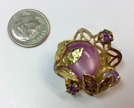 Vintage Miniature Coro Purple Moonstone AB Rhines… - image 2