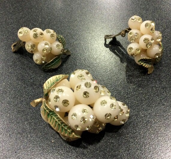 Vintage Forbidden Fruit Brooch Earrings Set Austr… - image 1