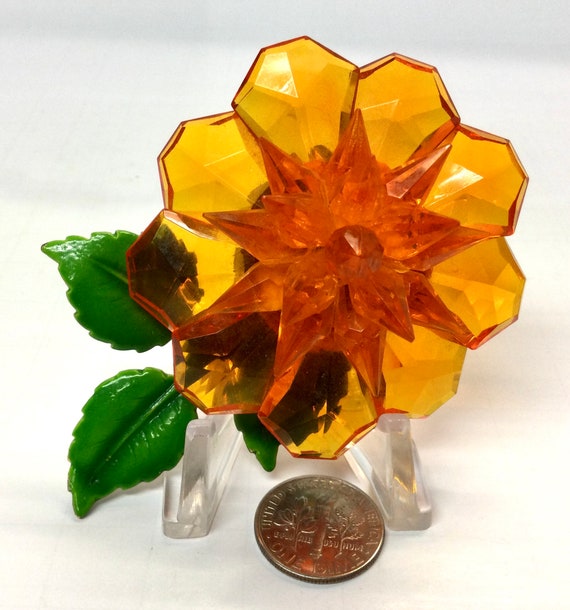 Butterscotch Lucite Western Germany Huge Flower B… - image 1