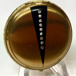 Antique Elgin American Combination Compact Metal Powder Rouge Rhinestones