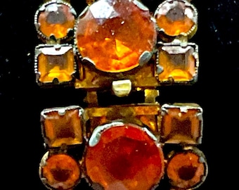 Vintage Made in Czechoslovakia Rhinestone Crystal Bracelet Topaz Faceted