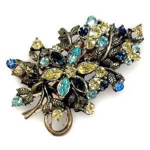 Vintage Coro Navarre Brooch 1955 Rhinestones Spring Colors