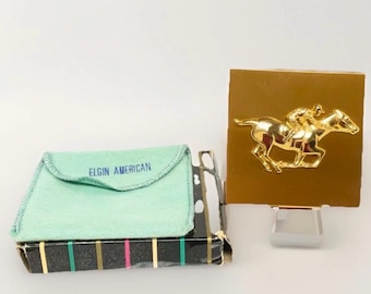 Unused Elgin Powder Compact Horse Jockey And Kentucky Derby Memorabilia Winners