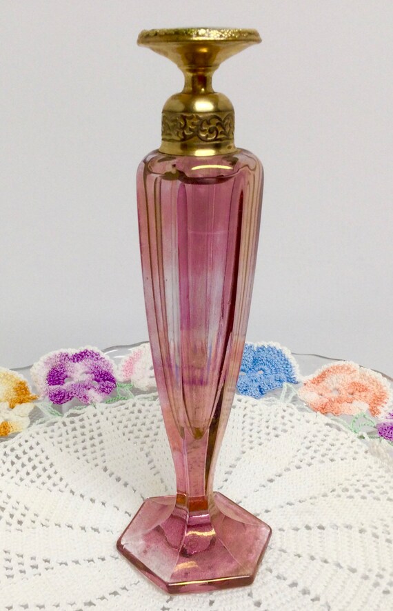 DeVilbiss Perfume Bottle Cranberry Bird Stopper A… - image 3