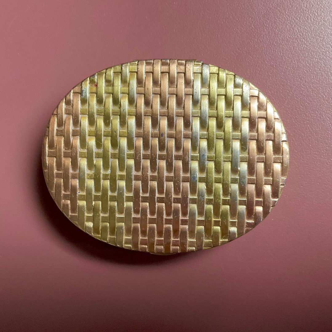 Oval Evans Sterling Powder Compact Tri-color Basket Weave - Etsy
