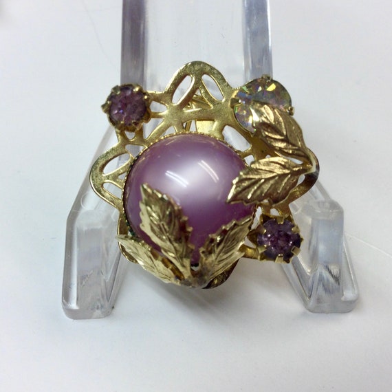 Vintage Miniature Coro Purple Moonstone AB Rhines… - image 7