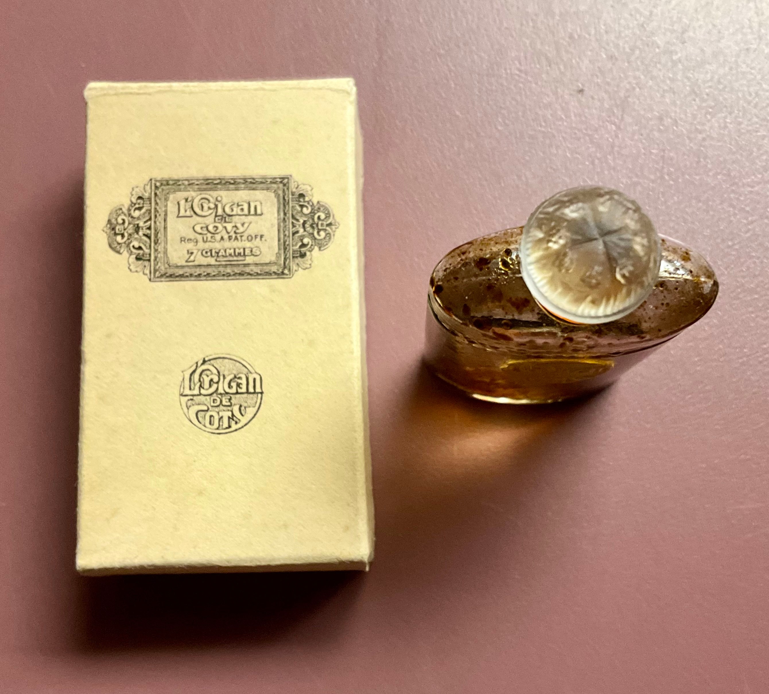 Miniature Coty L'origan Perfume Bottle Original Box Paperwork 1920