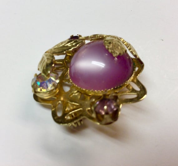 Vintage Miniature Coro Purple Moonstone AB Rhines… - image 3