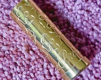 Vintage Primrose House Gold Tone Lipstick Tube Flowers Art Deco