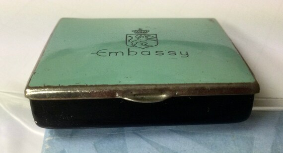 Early Tiny Rouge Glove  Compact Embassy Crest Ena… - image 4