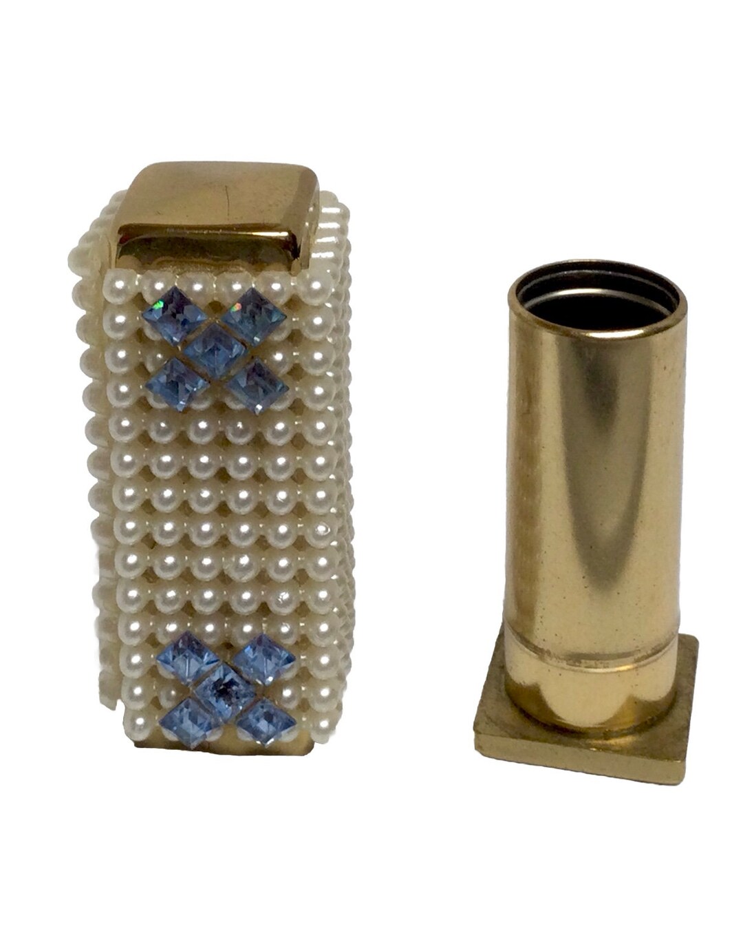 Wiesner of Miami Trickettes Lipstick Tube Faux Pearls Purple Rhinestones Etsy