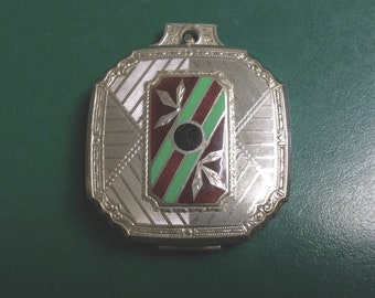 Vintage Evans Art Deco Powder Rouge Compact Enamel Geometric