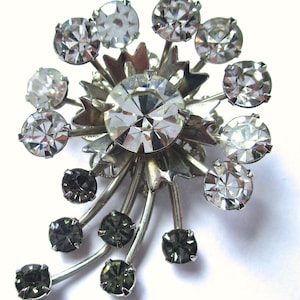 Outstanding Vintage Rhinestone Firework Sunburst Pin Brooch Huge 1950