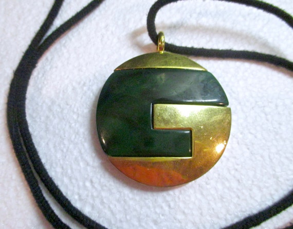 Vintage Asian Style Givenchy Jade Green and Gold … - image 1