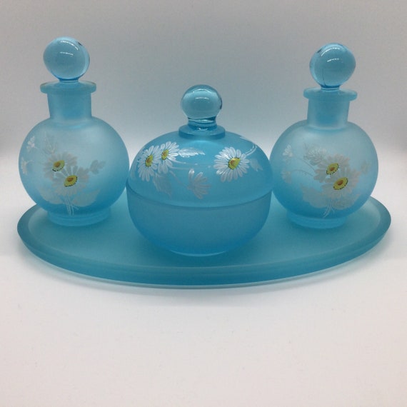 Pretty Perfume Bottle Set 2 Bottles Powder Jar Tr… - image 3