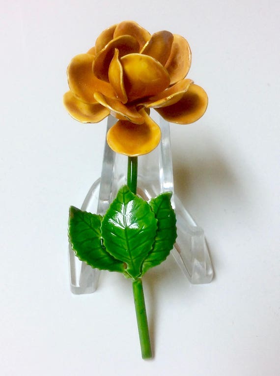 Robert Rose Enamel Flower Brooch: Signed Vintage … - image 3