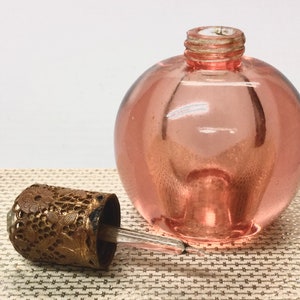 Petite Vintage Made in Czechoslovakia Peach Perfume Bottle Dauber