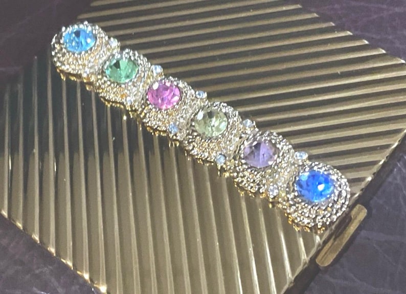 Classy Volupte Powder Compact Unused Multi Color Rhinestones MCM - Etsy