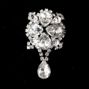 Vintage Large Rhinestone Statement Brooch Domed