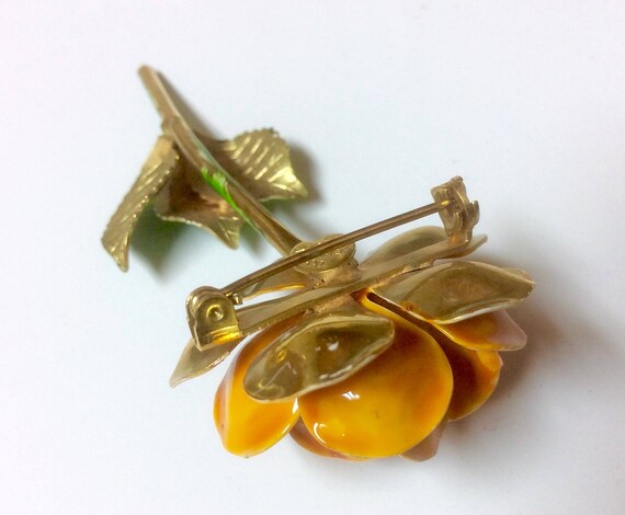Robert Rose Enamel Flower Brooch: Signed Vintage … - image 4