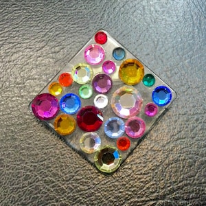 Vintage Retro Lucite and Rhinestone Brooch Colorful