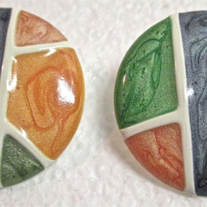 Brincos Vintage Colorblock: Estilo Mod dos anos 70