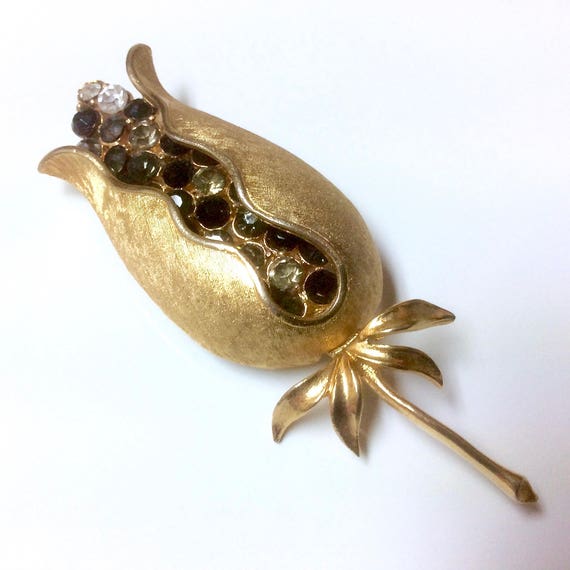 Rare Vintage 1940's Corocraft Brushed Gold Tone F… - image 1