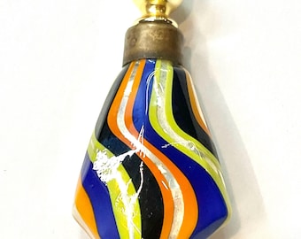 Tiny Lay Down Bottle Mercury Glass Sparkle Dauber German Vintage Cobalt