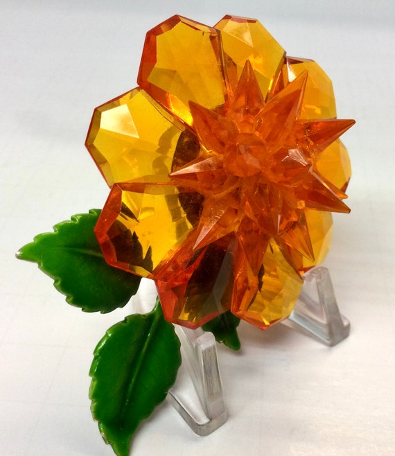 Butterscotch Lucite Western Germany Huge Flower B… - image 6