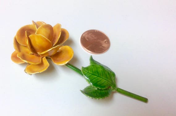 Robert Rose Enamel Flower Brooch: Signed Vintage … - image 1