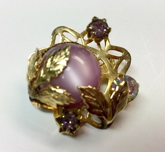 Vintage Miniature Coro Purple Moonstone AB Rhines… - image 5