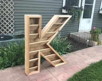 Giant Letter-Shaped Cedar Wall Hanging Planter
