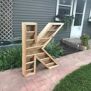 Giant Letter-Shaped Cedar Wall Hanging Planter