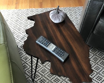 Wood Illinois Shaped Side Table