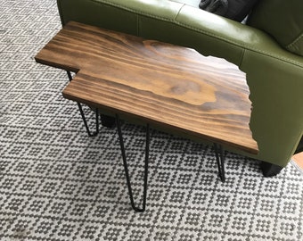 Wood Nebraska Shaped Side Table