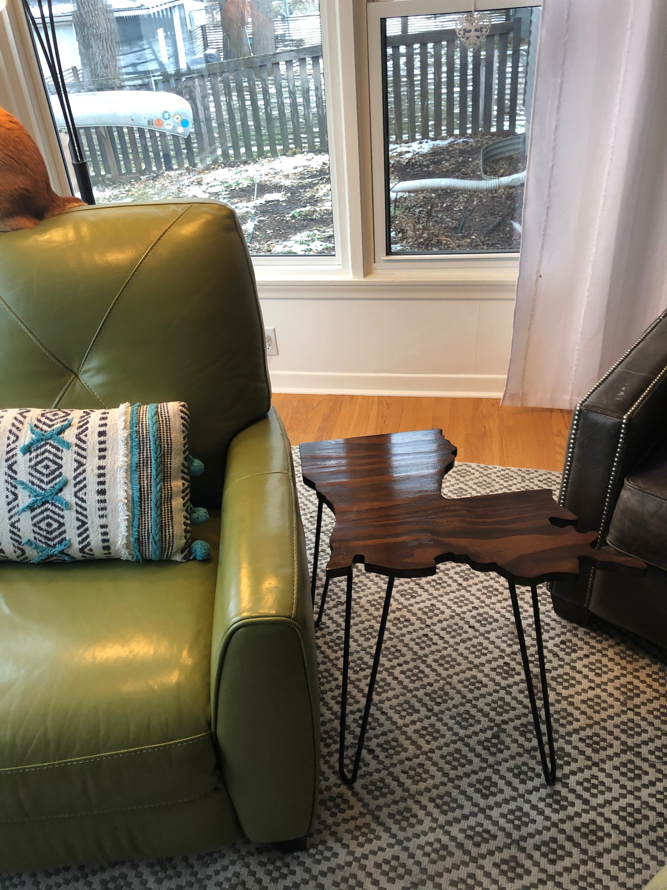 Wood Louisiana Shaped Side Table