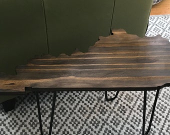 Wood Kentucky Shaped Side Table