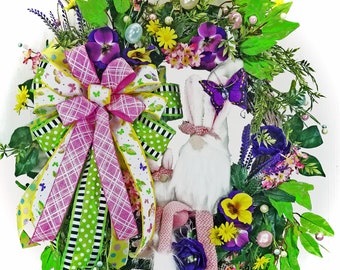 Spring Easter Gnome Bunny Wreath