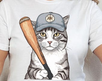 Baseball Cat Png, projekt sublimacji, koszulka z kotem Png, Cat Mama Png, projekt koszulki, natychmiastowe pobieranie cyfrowe Png, DTF, sztuka baseballowa z kotem