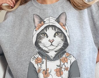 Bluza z kapturem z kotami w pliku PNG, super uroczy, artystyczny projekt dla kociej mamy, koszulki graficzne, naklejki, kubki, breloki, torby itp.