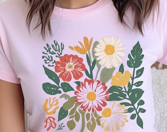 Wildflower T-Shirt PNG, Vintage Flower Shirt ART, Floral T-Shirt, Wild Flowers Shirt, Gift For Women, Flower Shirt