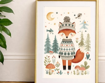 Skandynawski Niedźwiedź – Sztuka dla Dzieci | Ilustracja Ludowa Zwierząt Leśnych (Pobranie Cyfrowe)