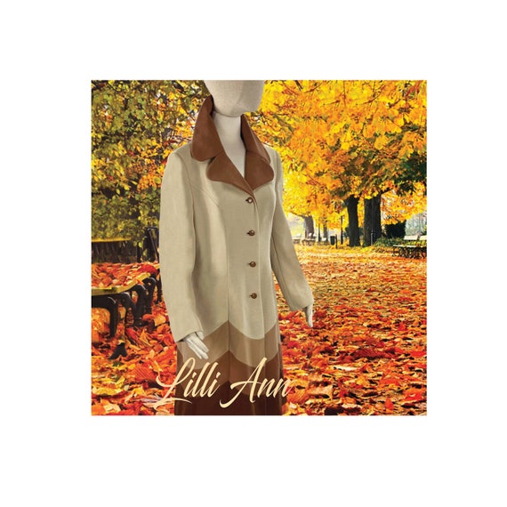 Vintage 1960s Cream and Brown Lilli Ann Coat - 60s