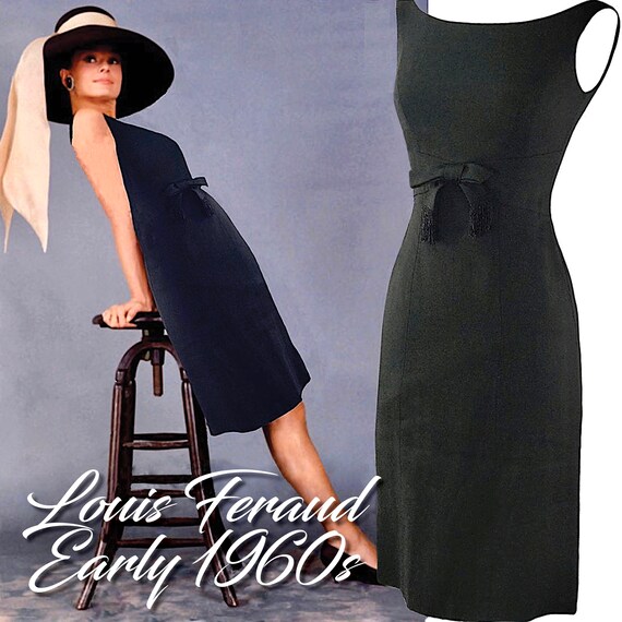 Vintage Early 1960s Black Designer Dress - 60s Lou