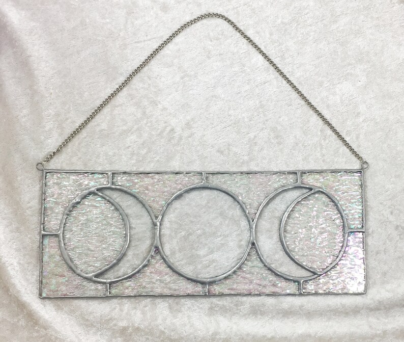 lunar phases stained glass lunar Moon full moon crescent moon celestial la luna moon phases sun catcher moon art glass moon